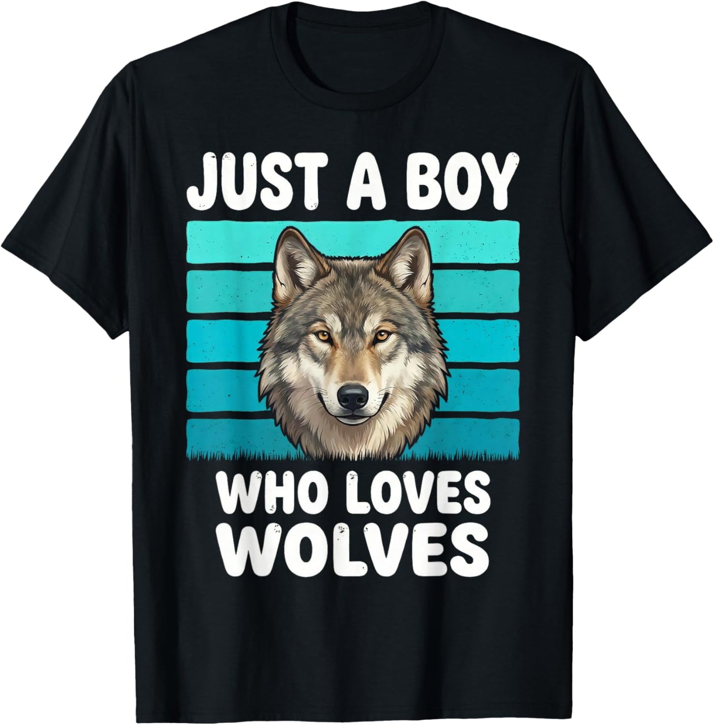 Just a Boy Who Loves Wolves Funny Wolf Lover Kids Boys T-Shirt - T-Shirt | Black