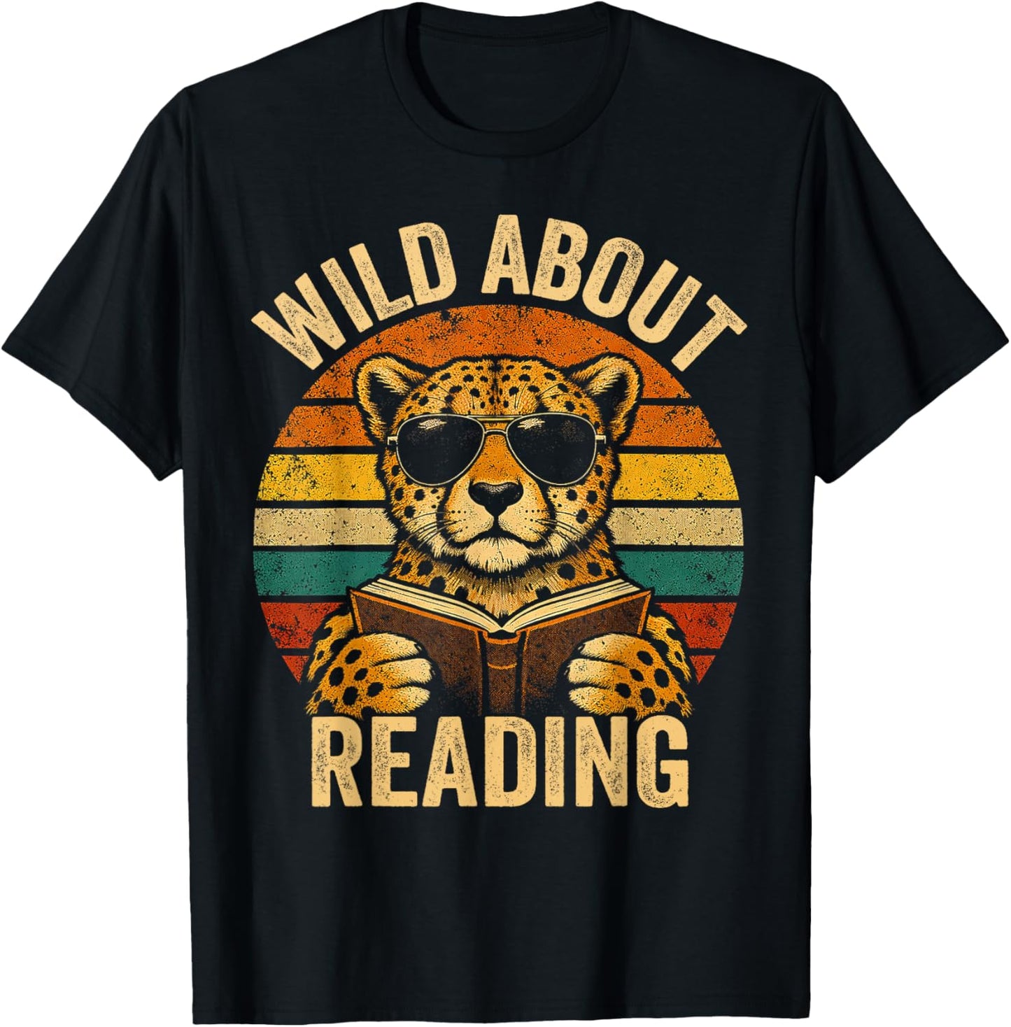 Boys Animal Print Clothes Wild About Reading Cheetah Book T-Shirt - T-Shirt | Black