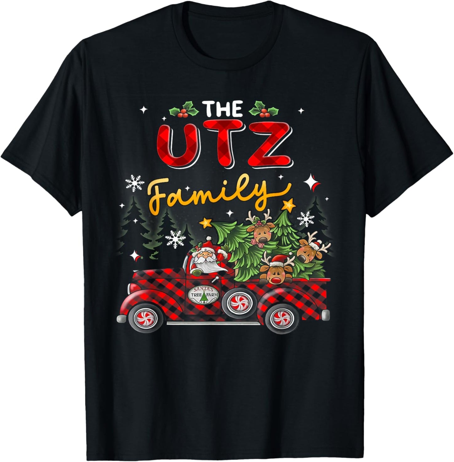 The Utz Family Christmas Matching Pajamas Group Gift T-Shirt - T-Shirt | Black