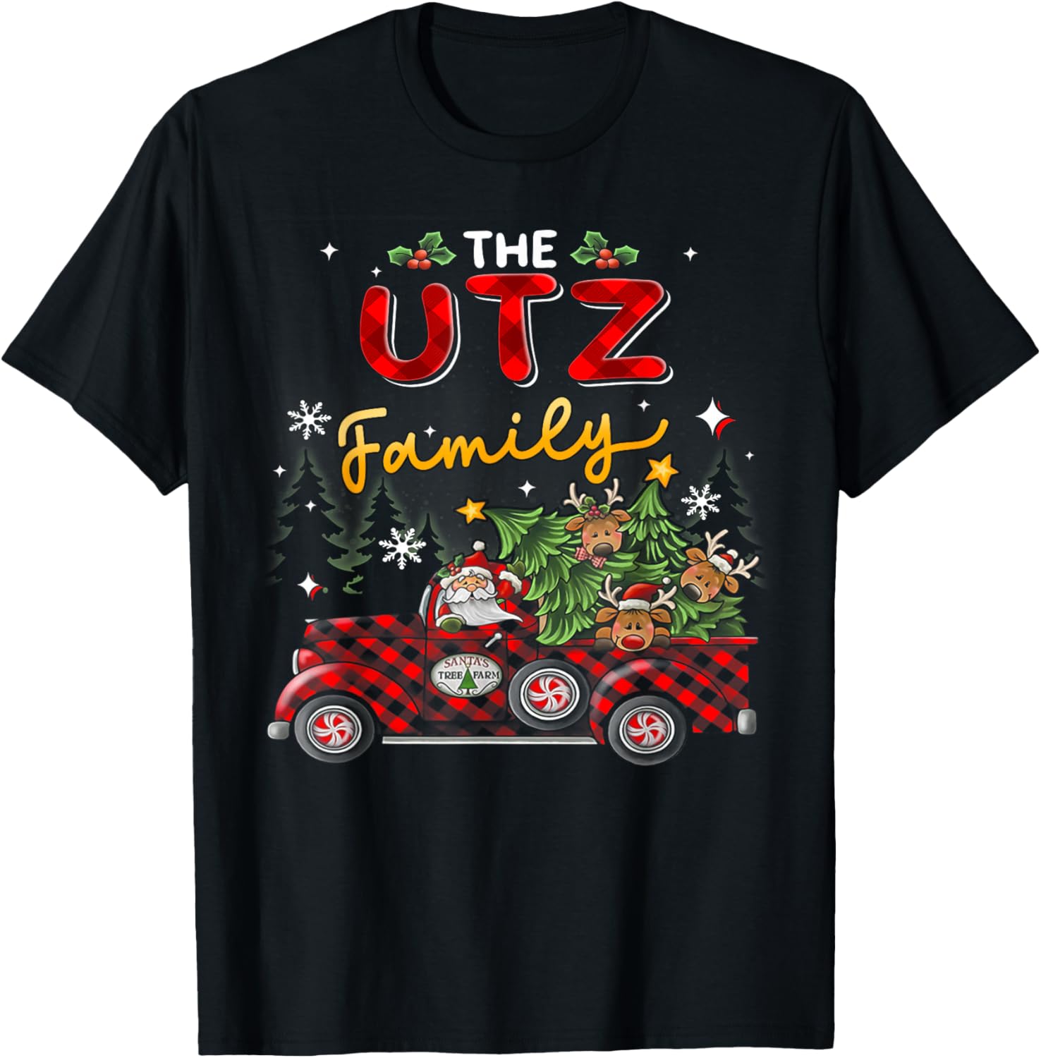 The Utz Family Christmas Matching Pajamas Group Gift T-Shirt - T-Shirt | Black