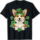 Funny Corgi Dog Shamrock Men St Patricks Day T-Shirt - T-Shirt | Black