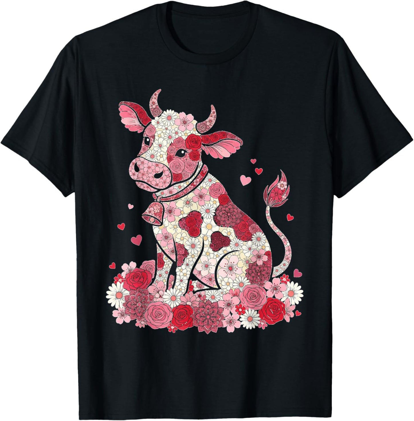 Love Cow Valentine Cute Cows Lover Valentines Day T-Shirt - T-Shirt | Black