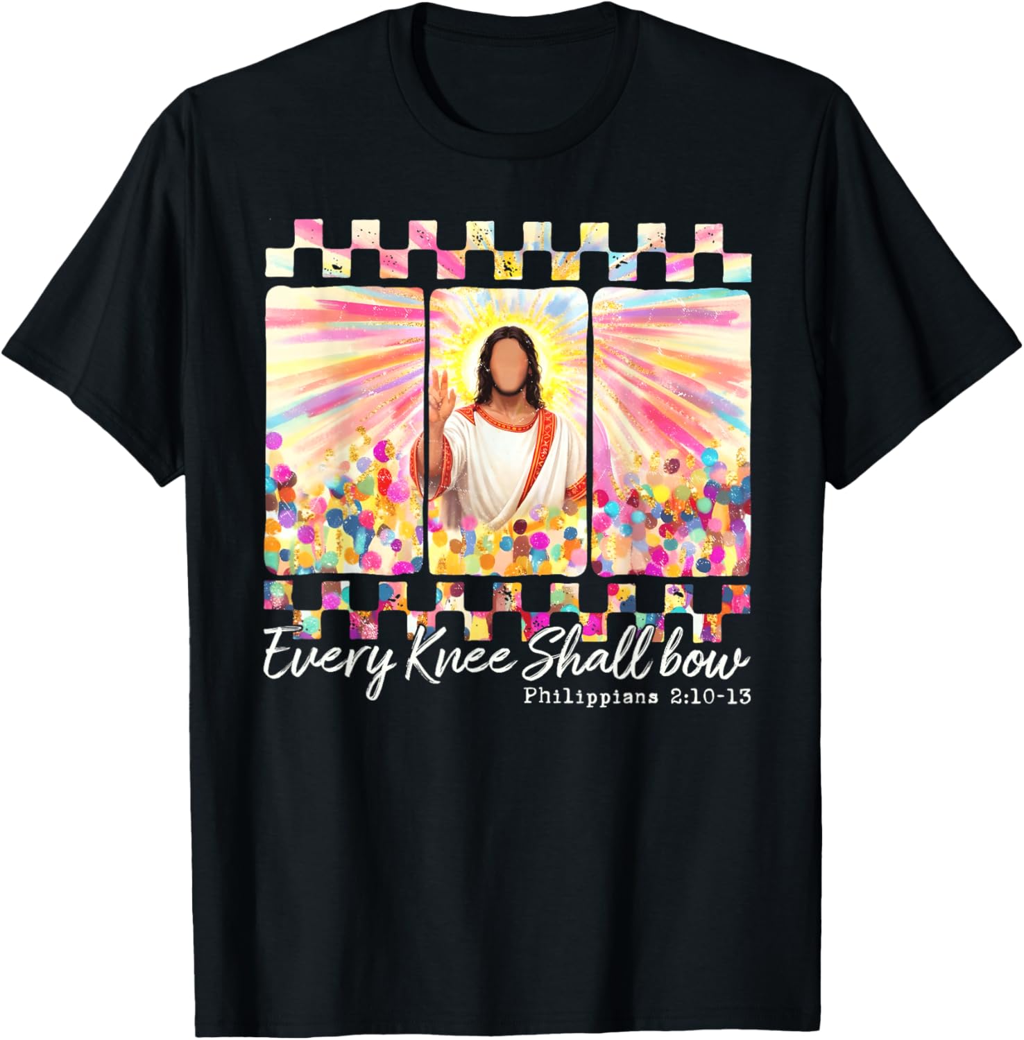 Every Knee Shall Bow Christian Bible Verse Happy Easter T-Shirt - T-Shirt | Black