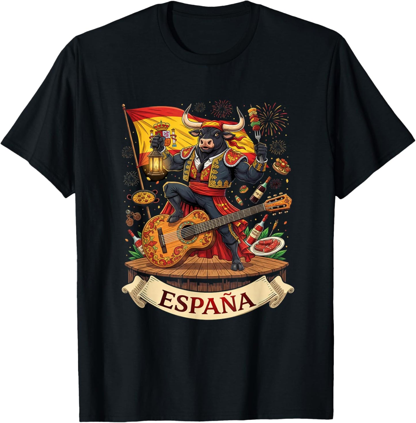 Spain Flamenco Dance Seville Andalusia Barcellona España Men T-Shirt - T-Shirt | Black