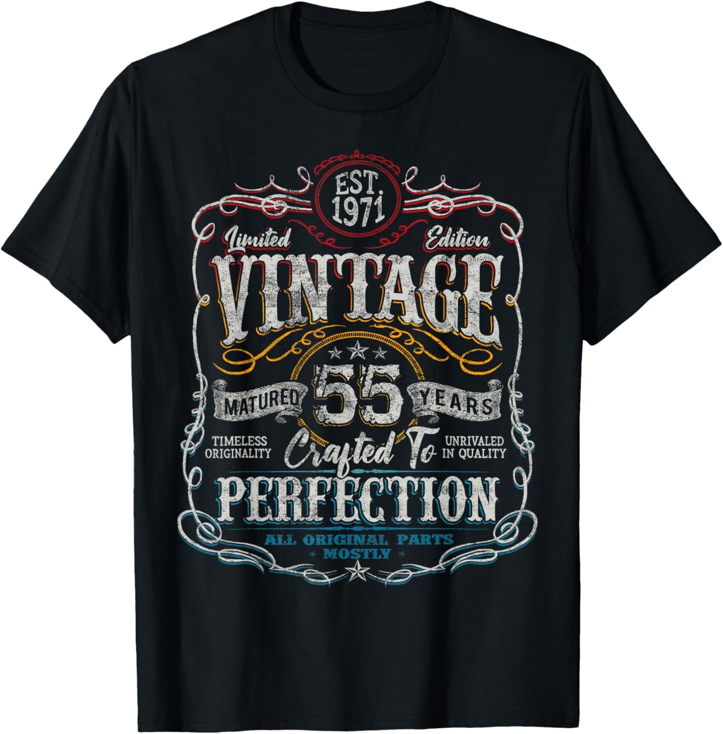Vintage 1971 Limited Edition Shirt 55 Year Old 55th Birthday T-Shirt - T-Shirt | Black