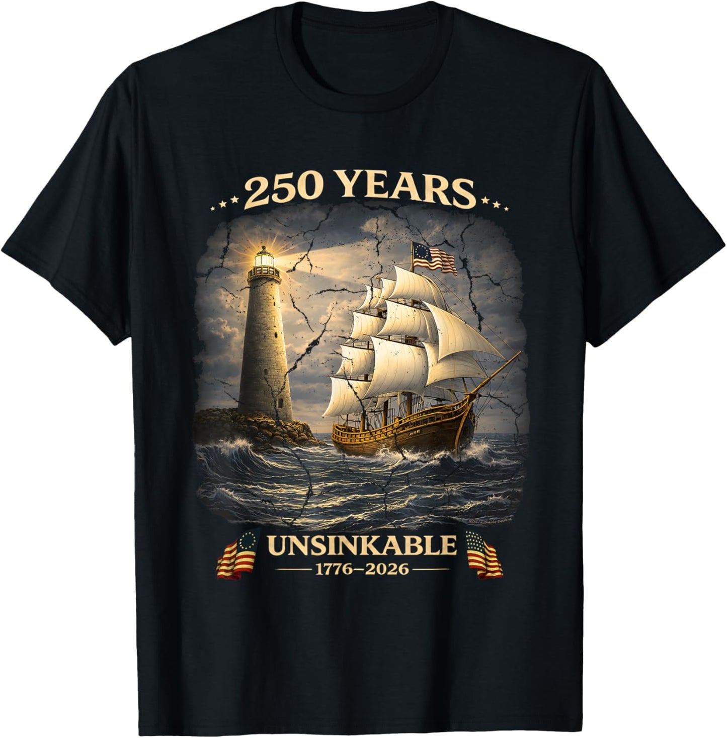 250 Years Patriotic Tall Ship 1776-2026 250th Birthday T-Shirt - T-Shirt | Black