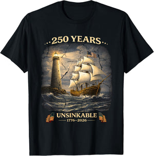 250 Years Patriotic Tall Ship 1776-2026 250th Birthday T-Shirt - T-Shirt | Black