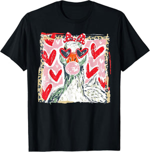 Valentine’s Day Goose Happy Valentine Goose Love Heart Art T-Shirt - T-Shirt | Black