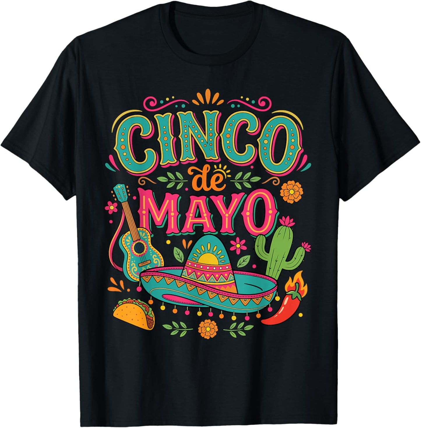 Funny 5 De Mayo Mexican Party Matching Cinco de Mayo Fiesta T-Shirt - T-Shirt | Black