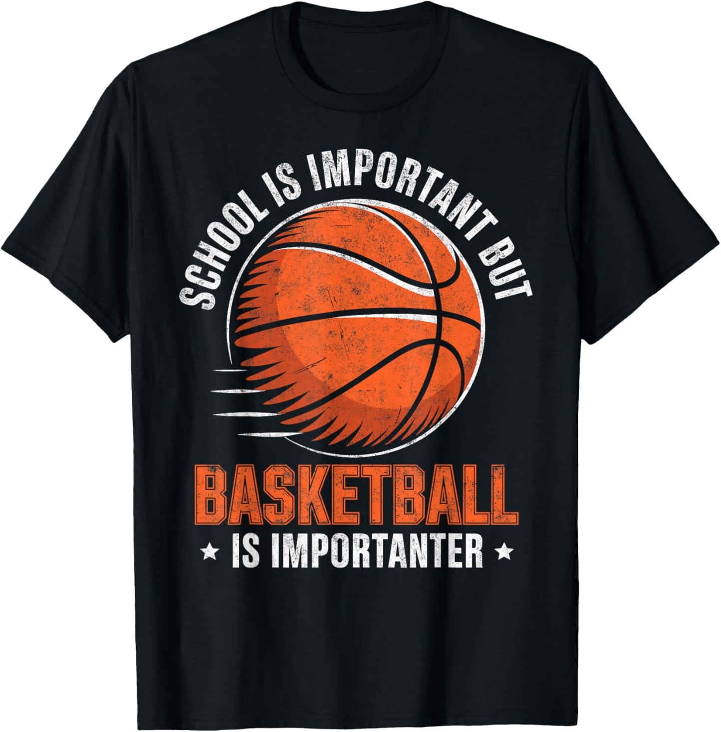 Vintage School is Important but Basketball is Importanter T-Shirt - T-Shirt | Black