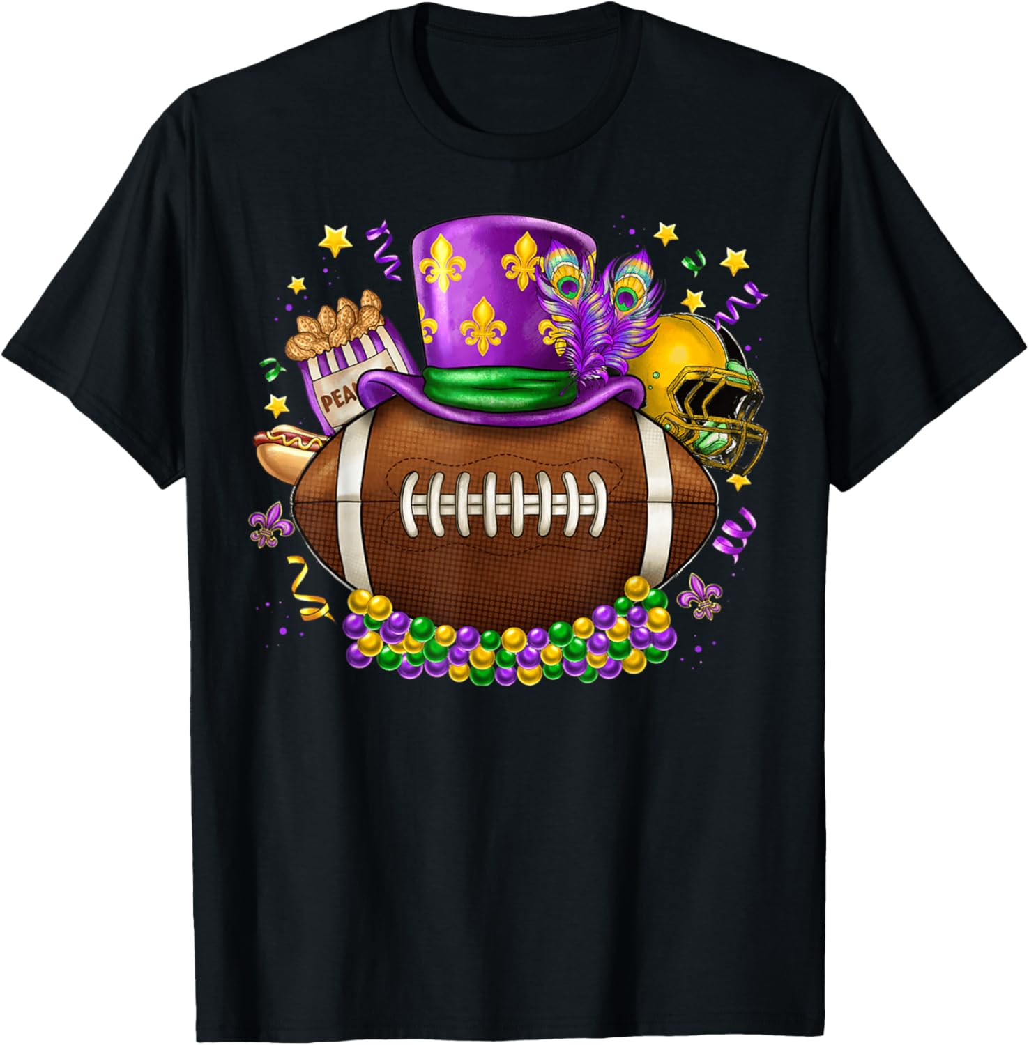 Football Mardi Gras Carnival Fat Tuesday Party Mask Sport T-Shirt - T-Shirt | Black
