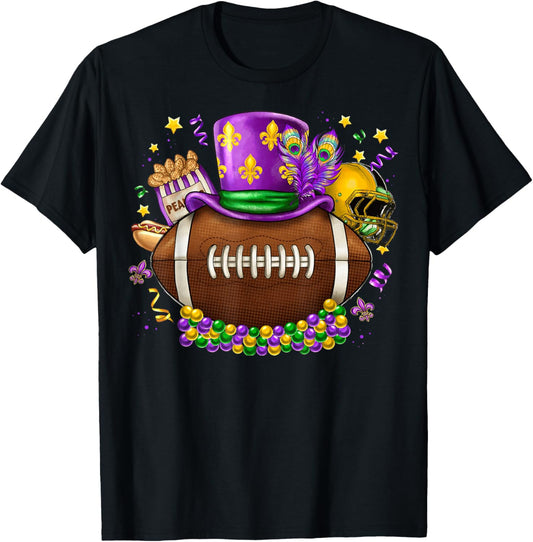 Football Mardi Gras Carnival Fat Tuesday Party Mask Sport T-Shirt - T-Shirt | Black