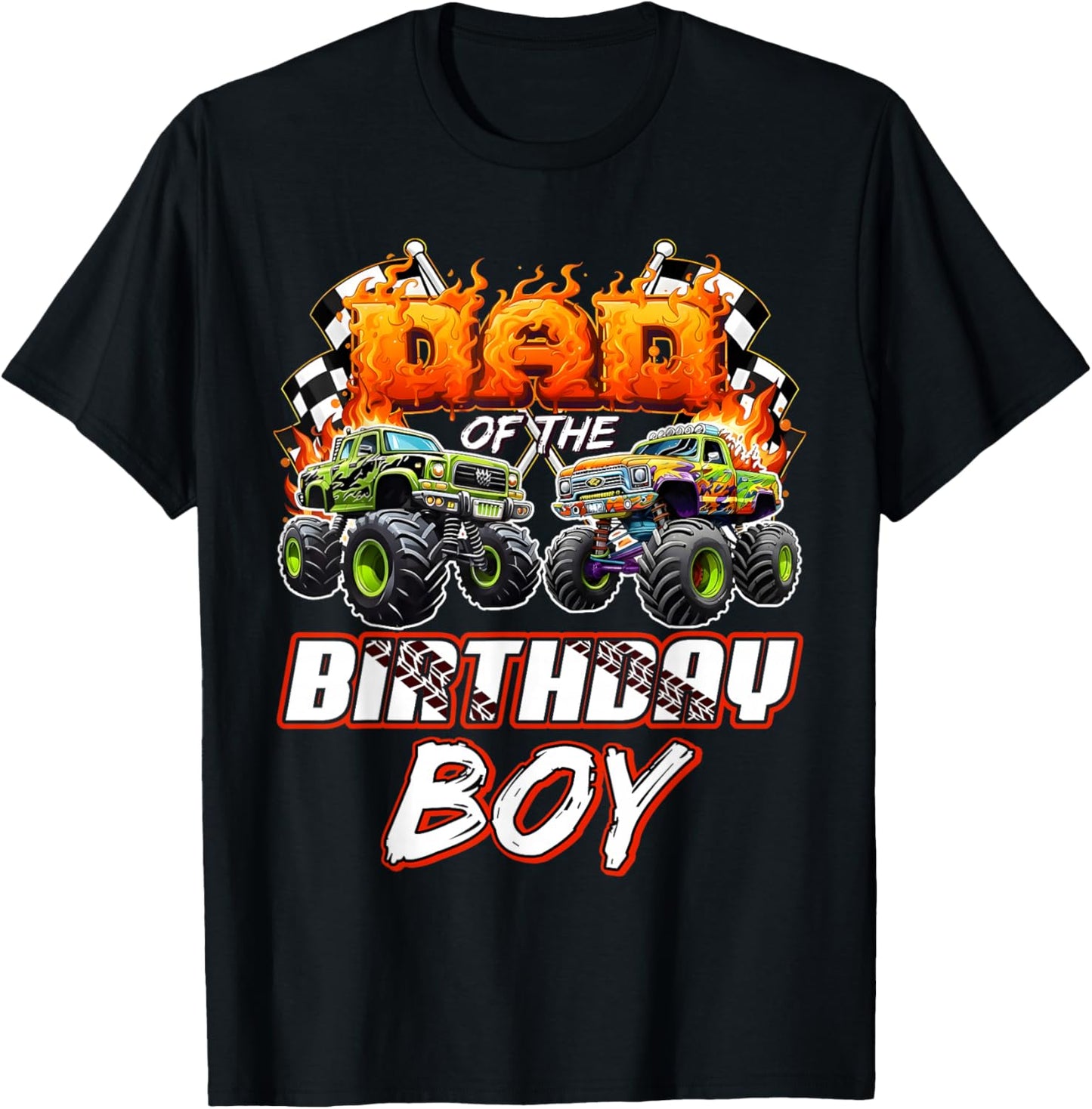 Dad of The Birthday boy Monster Truck Birthday Family T-Shirt - T-Shirt | Black