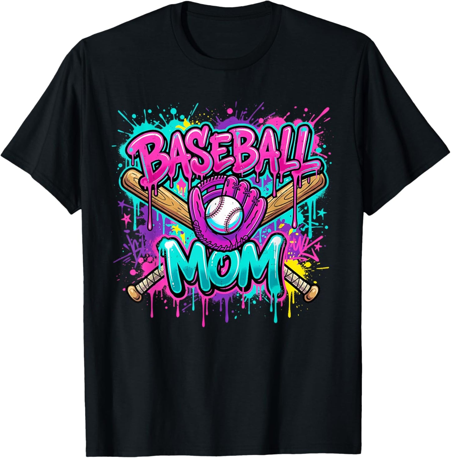 Baseball Mom Drip Mama of Both Mother's Day Game Day T-Shirt - T-Shirt | Black