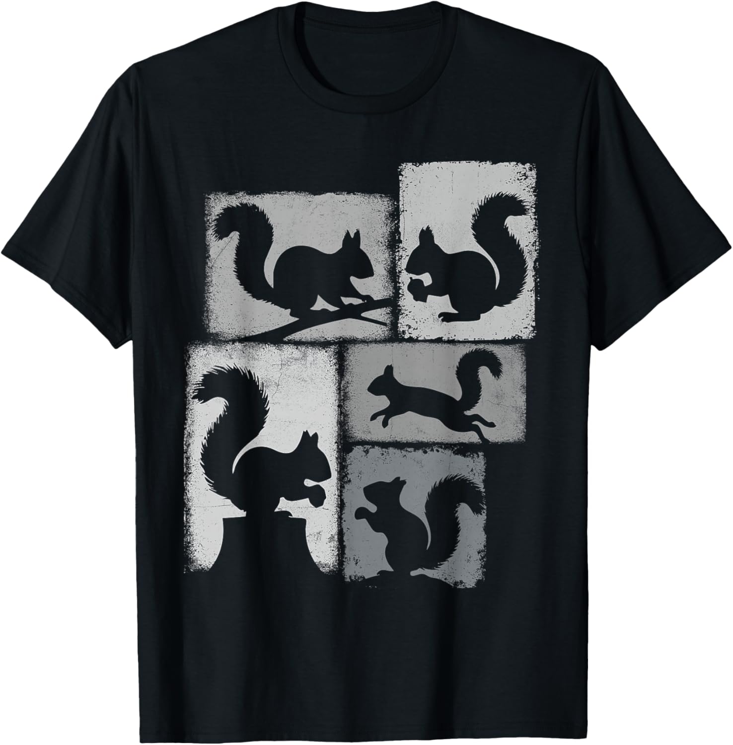 Squirrel Vintage Collage Nut Lover T-Shirt - T-Shirt | Black