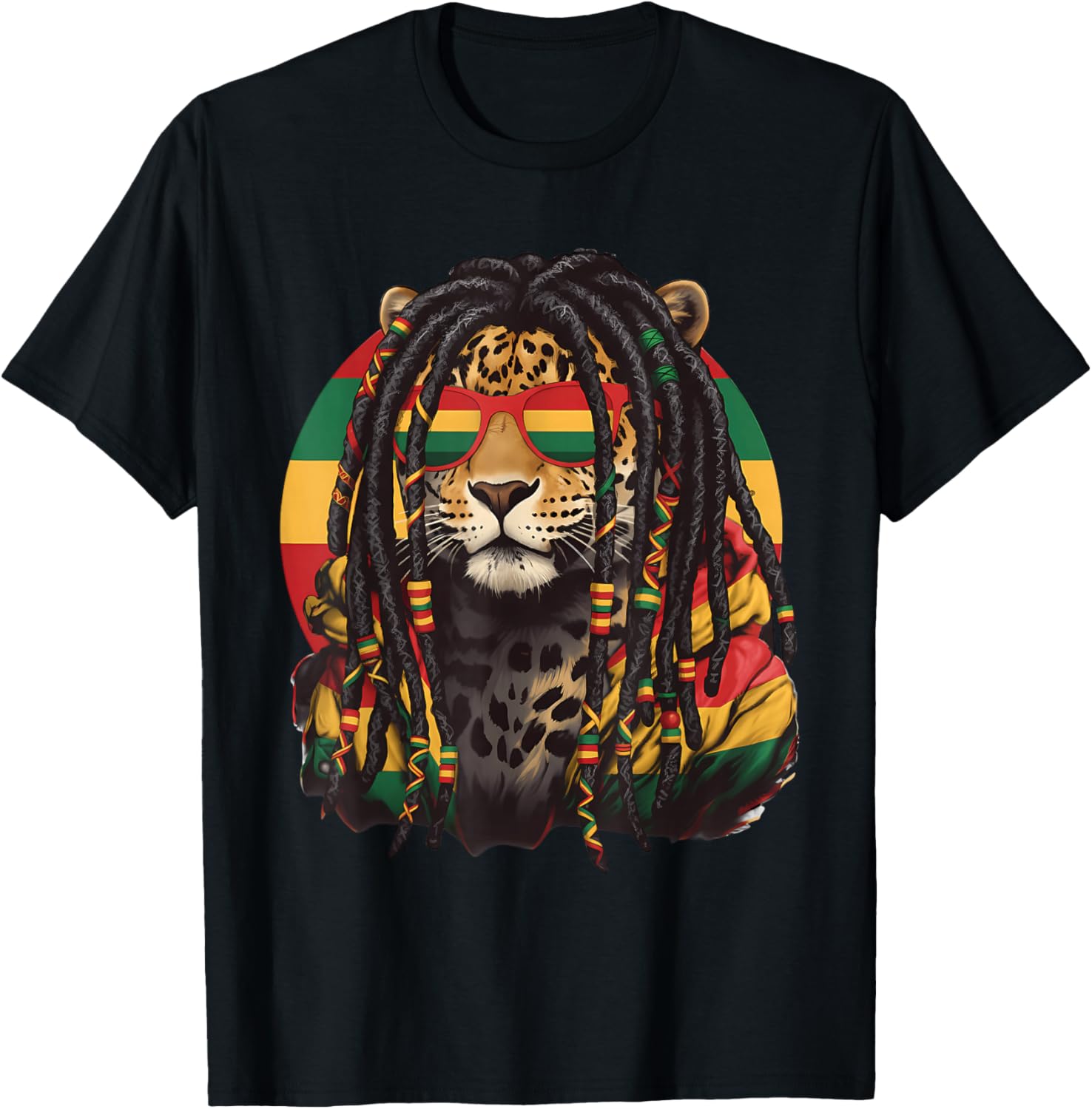 Rasta Reggae Lion of Judah Headphones Jamaican Reggae Music T-Shirt - T-Shirt | Black