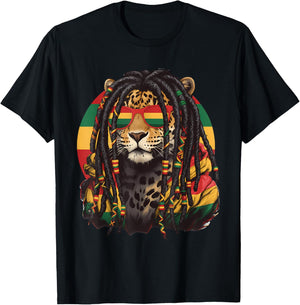 Rasta Reggae Lion of Judah Headphones Jamaican Reggae Music T-Shirt - T-Shirt | Black