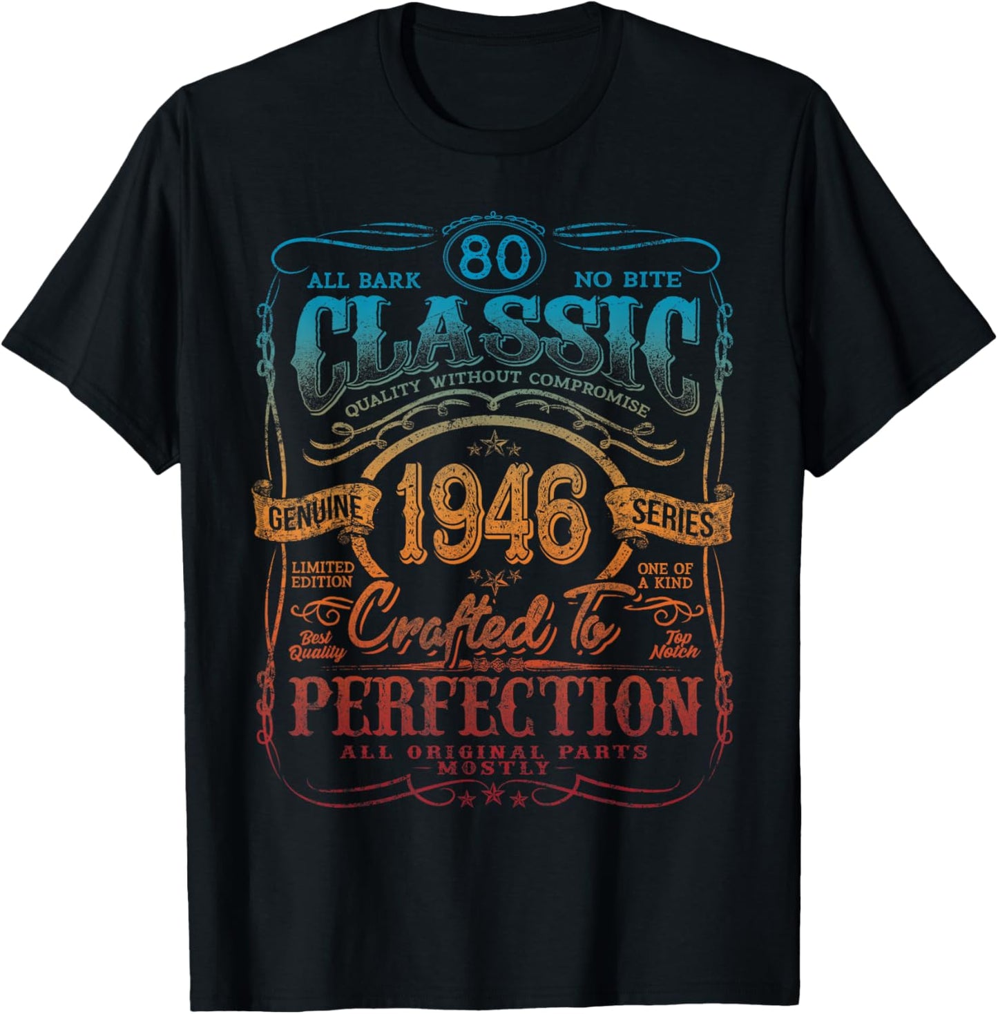 Vintage 1946 Limited Edition Shirt 80 Year Old 80th Birthday T-Shirt - T-Shirt | Black