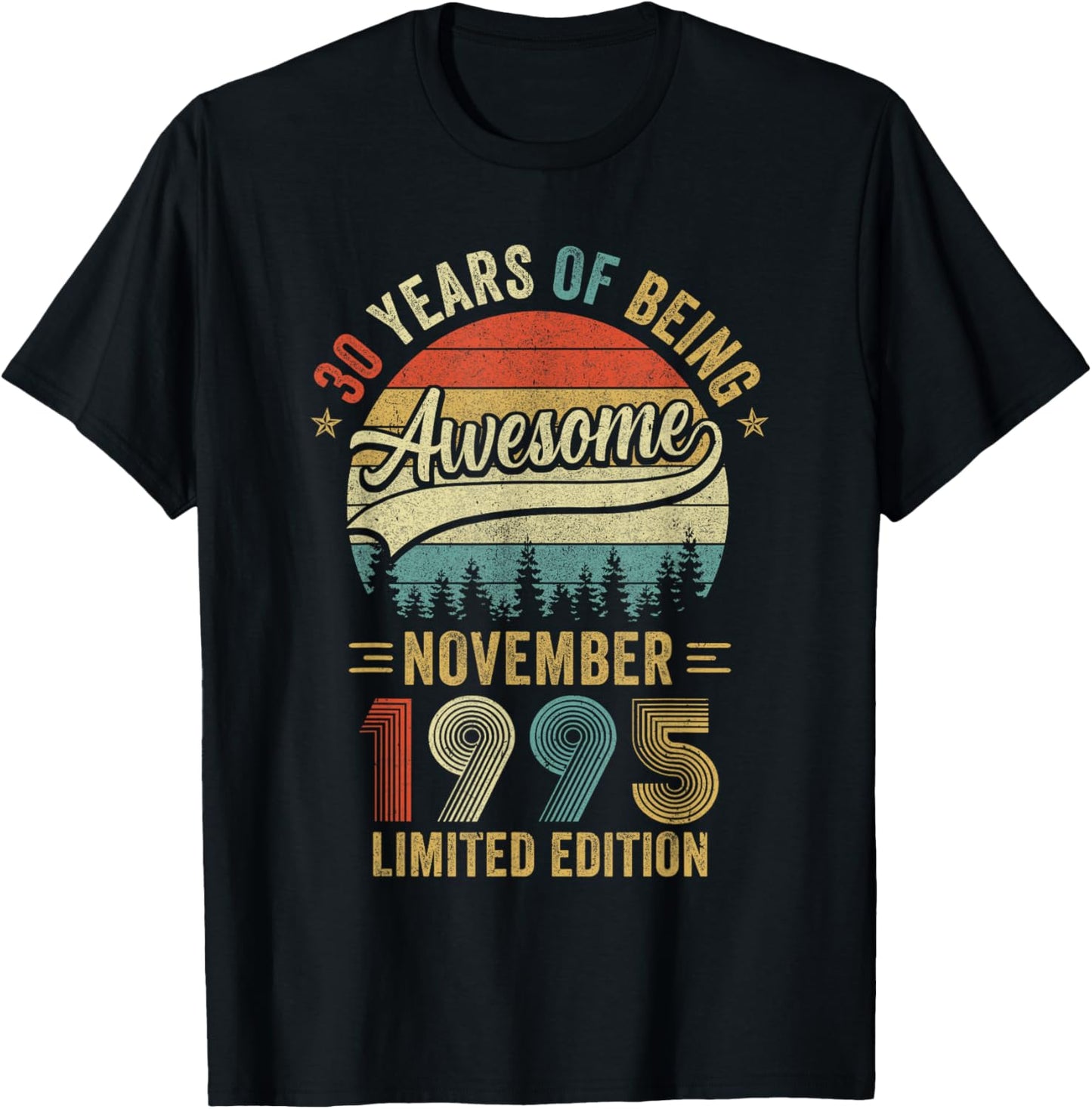 Vintage November 1995 Old 30Th Birthday Men Women T-Shirt - T-Shirt | Black