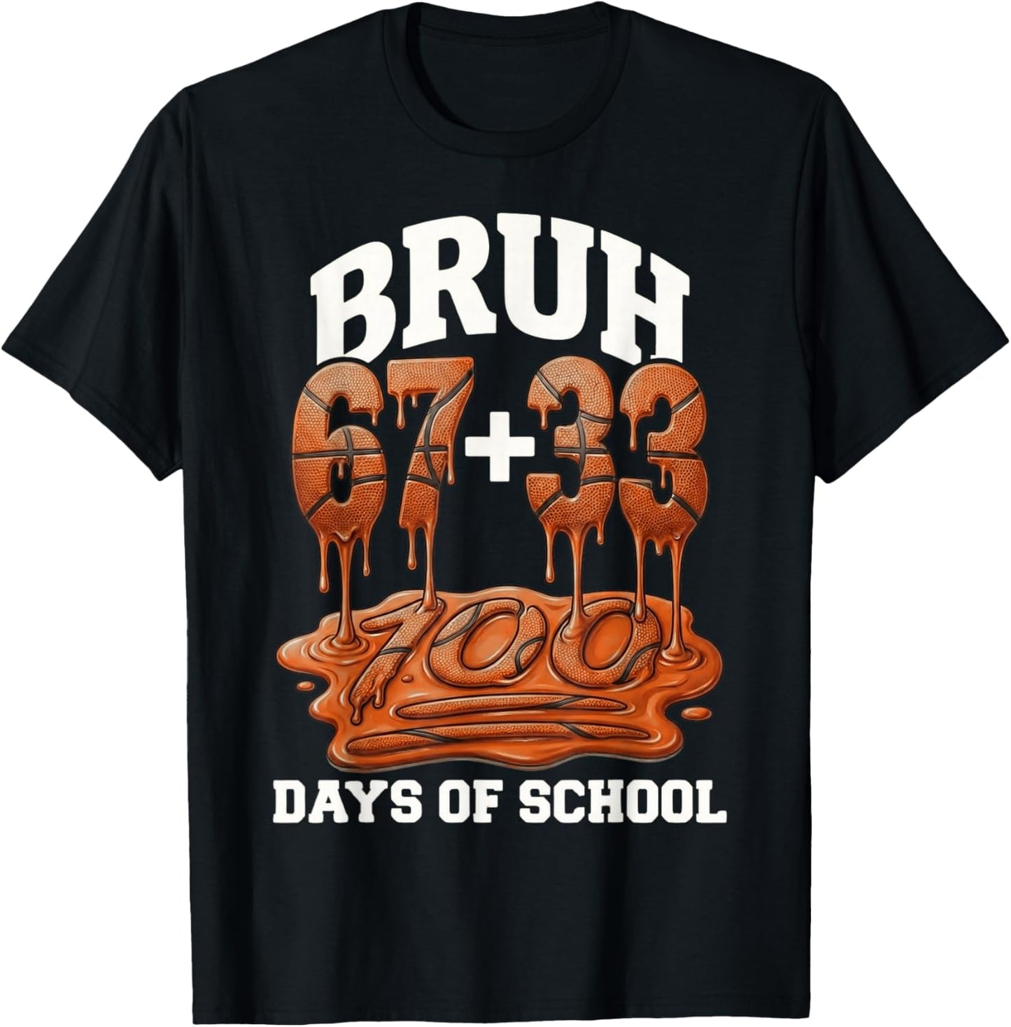 Bruh 67 33 100 Days of School Basketball Kids Boys 100th Day T-Shirt - T-Shirt | Black