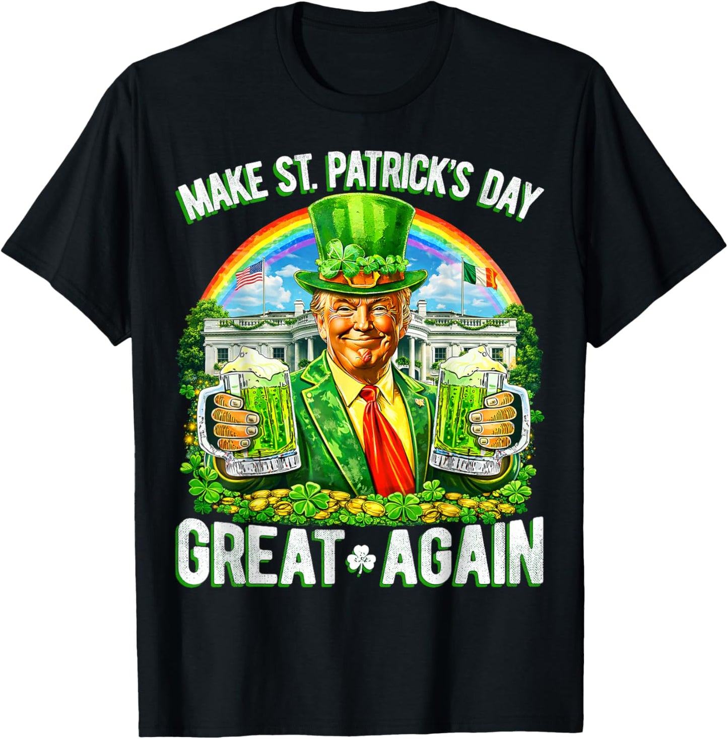 Trump St Patrick's Day Shamrock Women T-Shirt - T-Shirt | Black