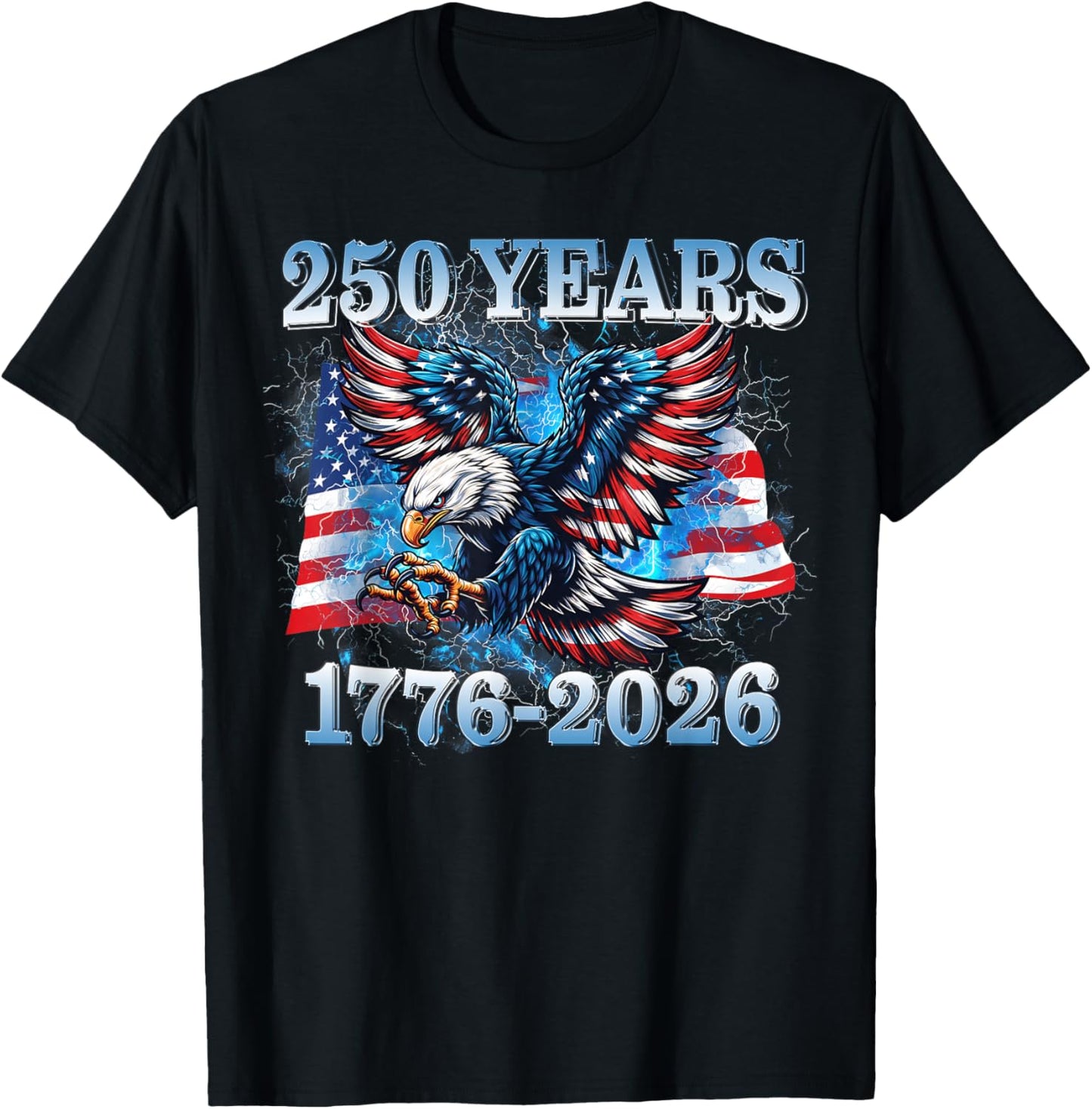 USA 250 Years 1776-2026 Eagle American Flag Boys Men T-Shirt - T-Shirt | Black