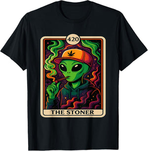 The Stoned Alien 420 Stoner Psychedelic Weed Space Vibe T-Shirt - T-Shirt | Black