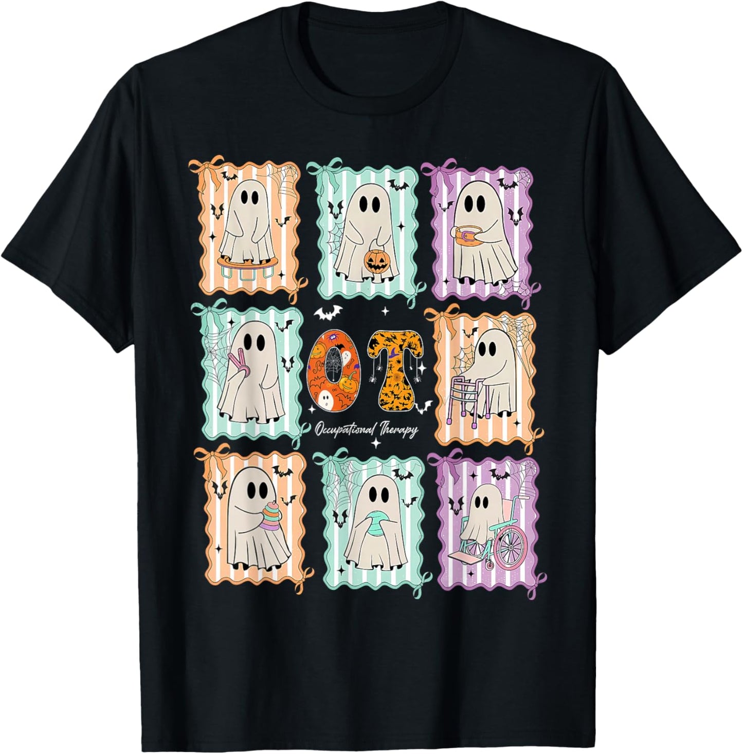 OT Occupational Therapy Therapist Halloween Spooky OTA Ghost T-Shirt - T-Shirt | Black