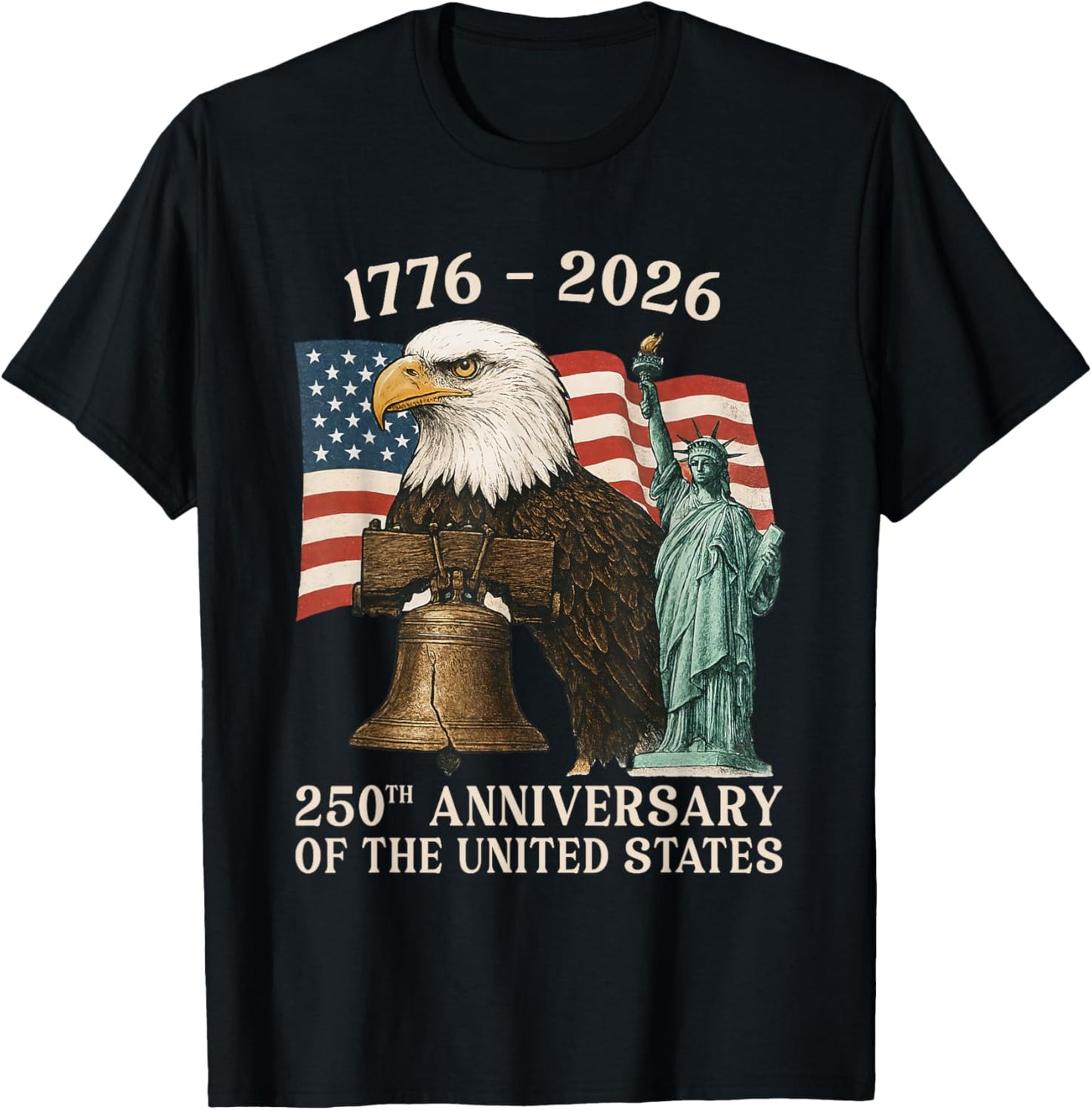 250 Anniversary USA 250th US Flag Patriotic 4th of July T-Shirt - T-Shirt | Black