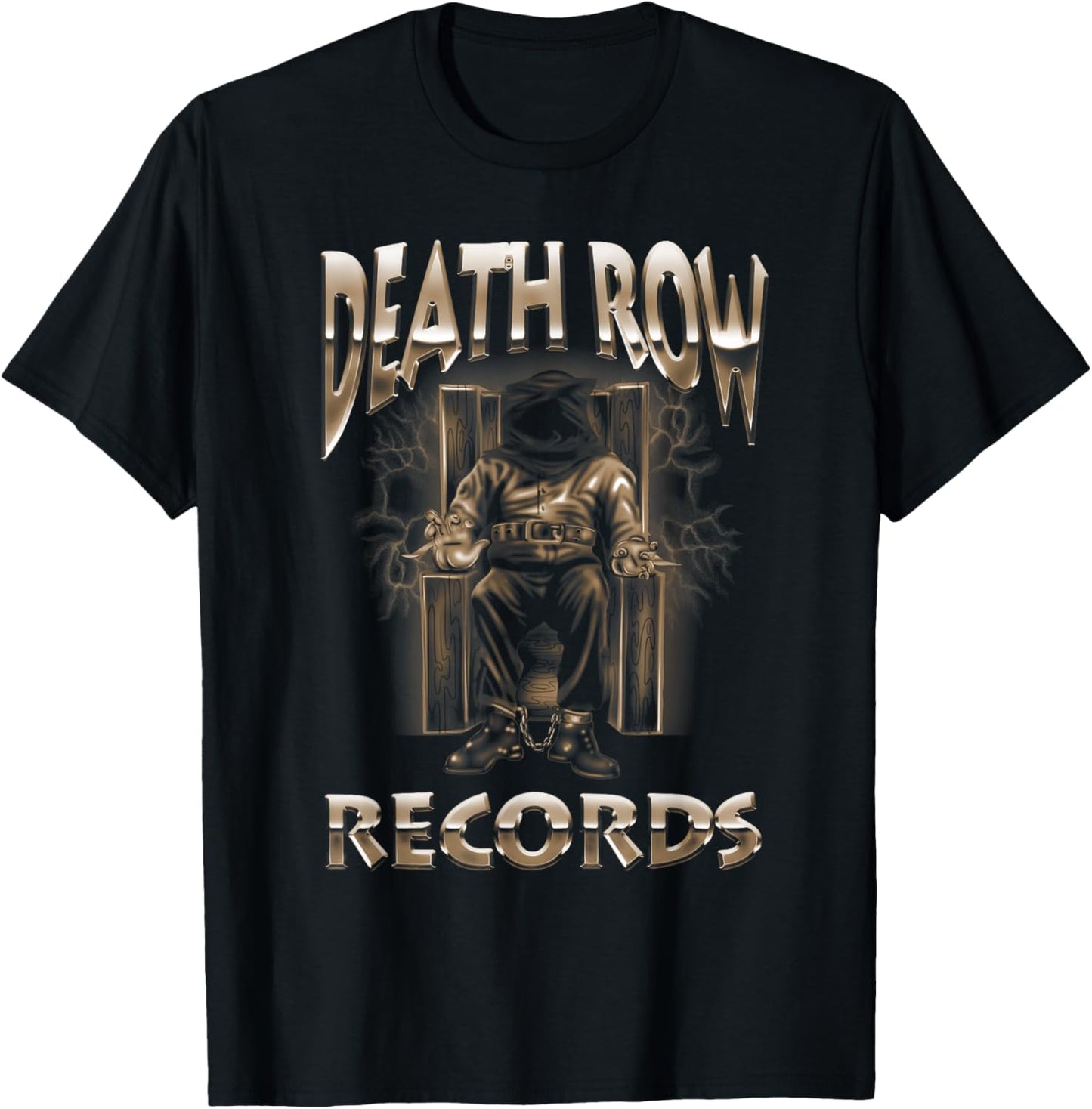 Official Death Row Records Brown Chrome Logo T-Shirt - T-Shirt | Black