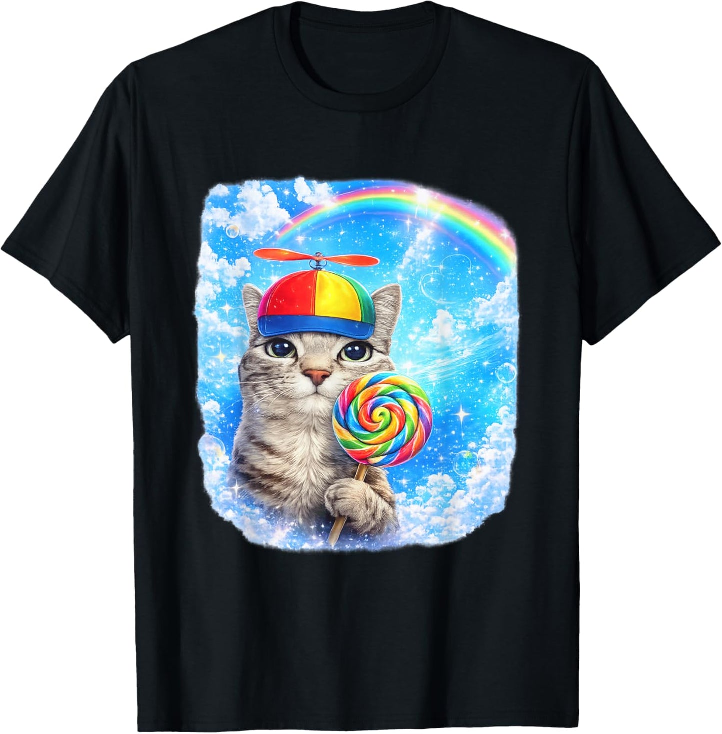 Funny Cat Dreamcore | Funny Silly Kitten Brainrot Meme T-Shirt - T-Shirt | Black