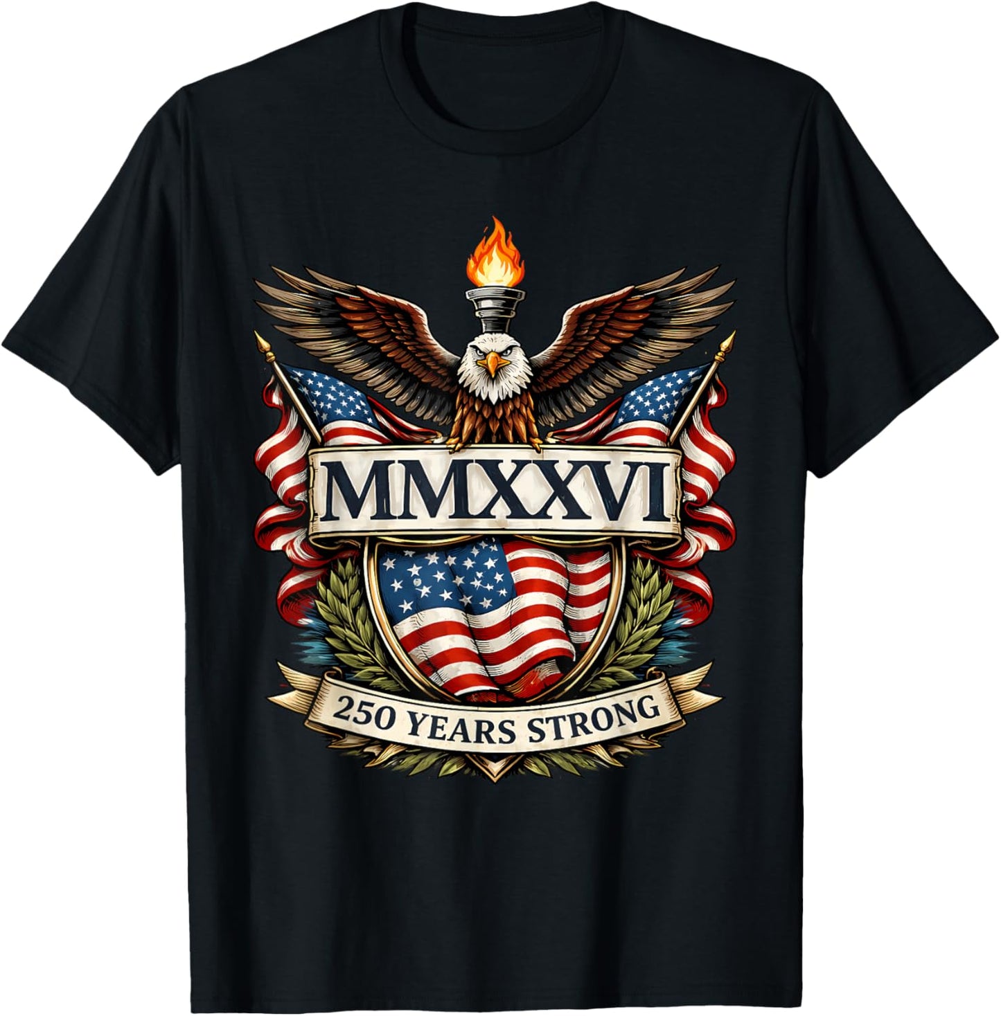Flag Vintage 250 Years American 1776 2026 250th USA Birthday T-Shirt - T-Shirt | Black