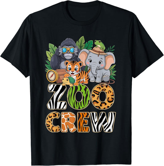 Zoo Crew Cute Jungle Animals Safari Adventure Zoo Keeper T-Shirt - T-Shirt | Black