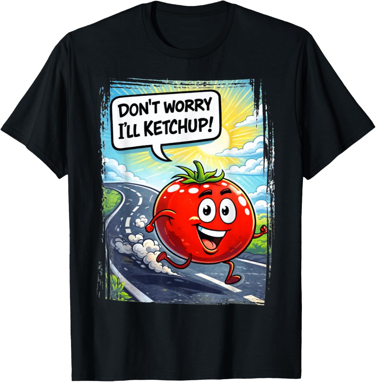 Runner, Tomato, Ketchup, dad Joke T-Shirt - T-Shirt | Black