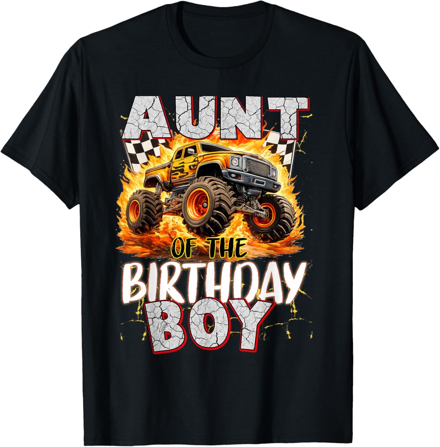 Aunt of The Birthday Boy Monster Truck Birthday Family T-Shirt - T-Shirt | Black
