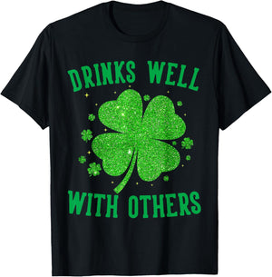 St Patricks Day Drinks Well with Others Saint Pattys Women T-Shirt - T-Shirt | Black