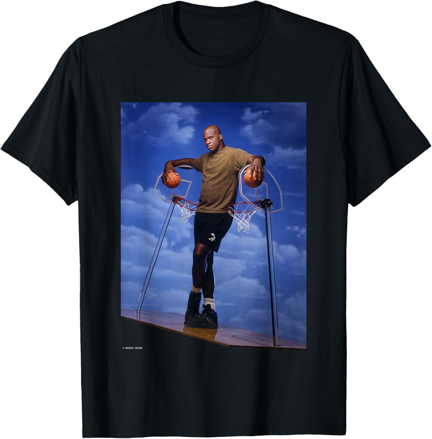 NBA Basketball Shaquille O’Neal LA Lakers by Michael Grecco T-Shirt - T-Shirt | Black