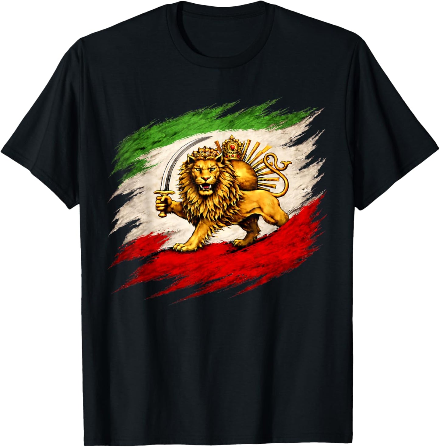 Vintage Lion and Sun Flag, Persian Heritage T-Shirt - T-Shirt | Black