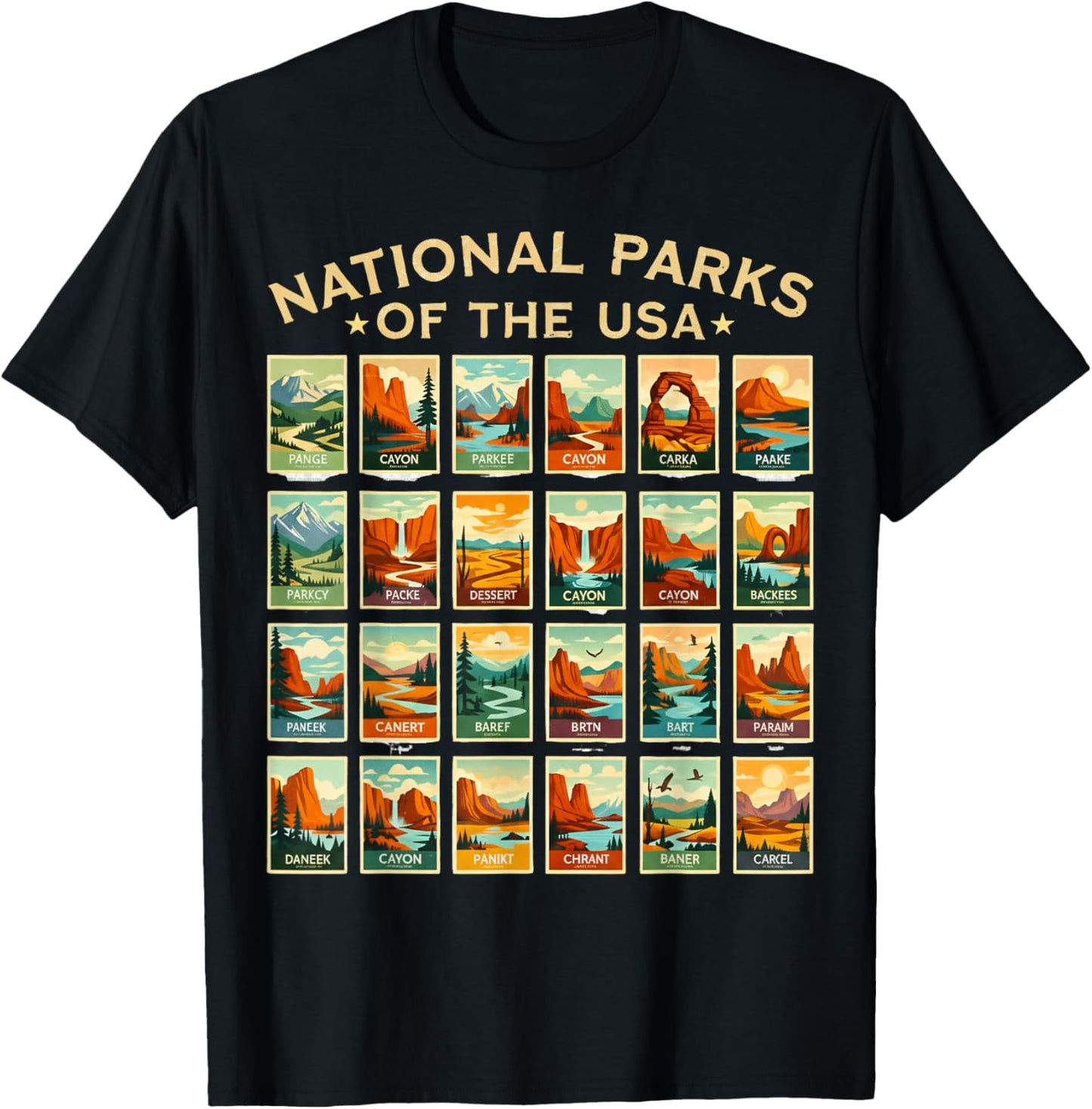 American National Park USA List of National Park Checklist T-Shirt - T-Shirt | Black