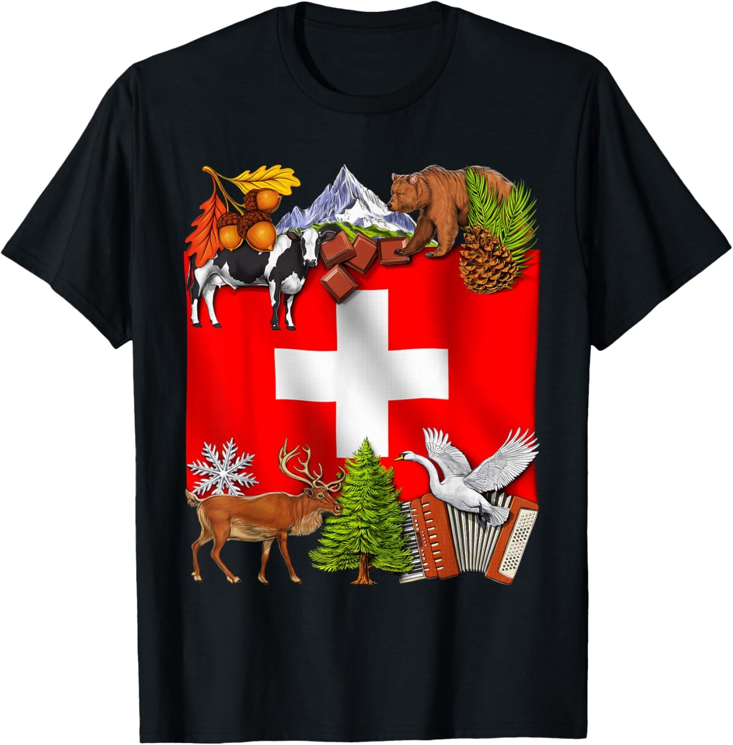 Switzerland Flag Swiss Roots Switzerland Heritage Pride T-Shirt - T-Shirt | Black
