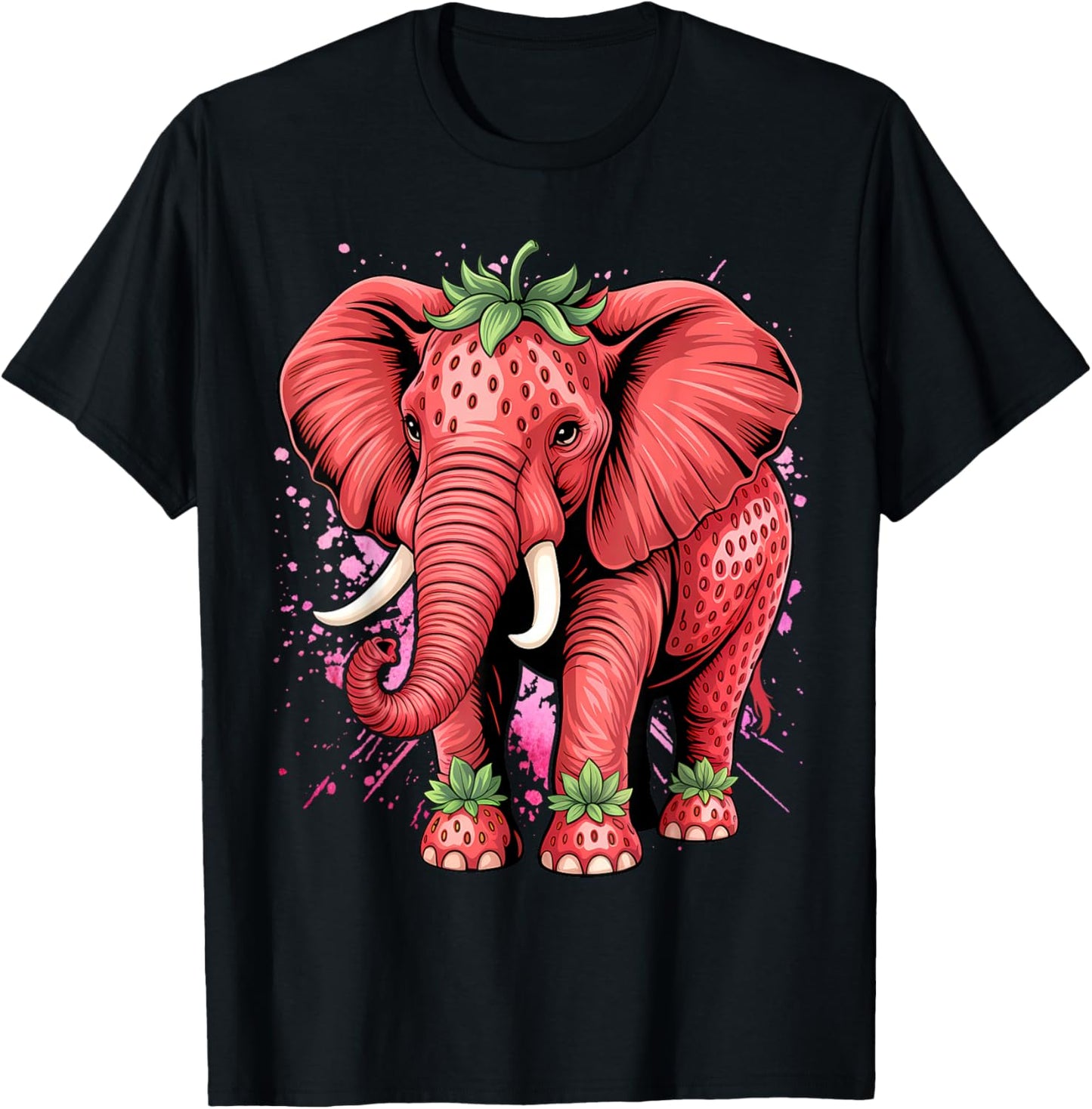 Strawberry Elephant Italian Brain Rot Meme Birthday Funny T-Shirt - T-Shirt | Black