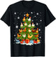 Merry Christmas Pajamas Chickens Christmas Tree Lights Kids T-Shirt - T-Shirt | Black