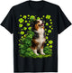 Lucky Australian Shepherd with Shamrocks St Patricks Day Dog T-Shirt - T-Shirt | Black