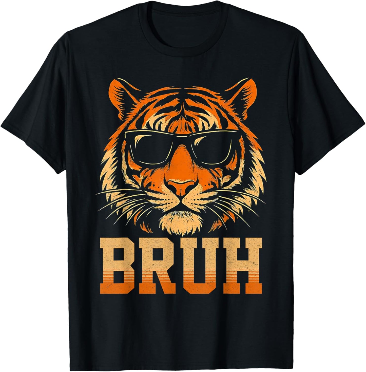 Bruh Tiger Meme Graphic Kids Funny Animal Lovers T-Shirt - T-Shirt | Black