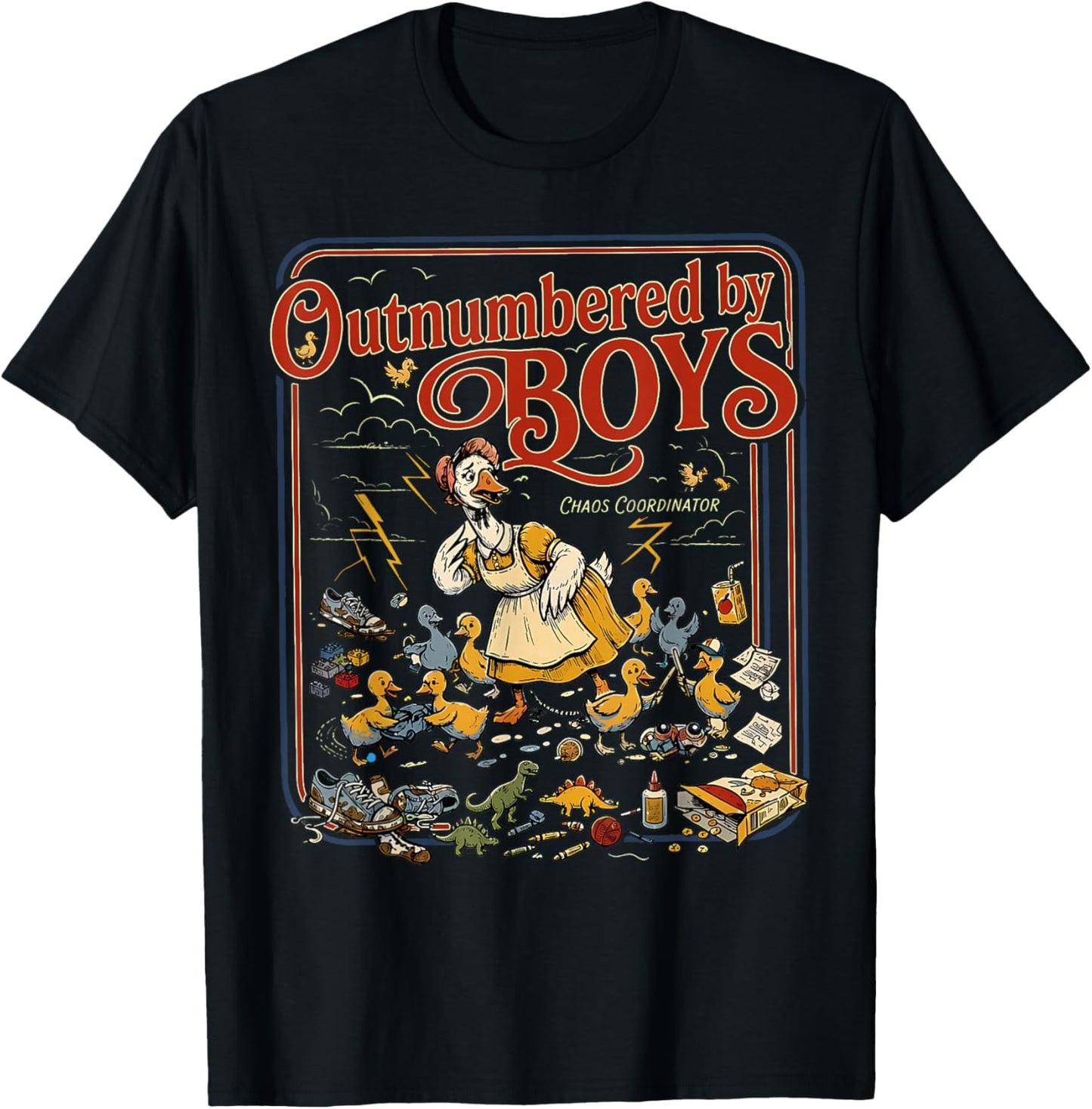 Outnumbered By Boys Goose Funny Boy Mom Life Meme T-Shirt - T-Shirt | Black