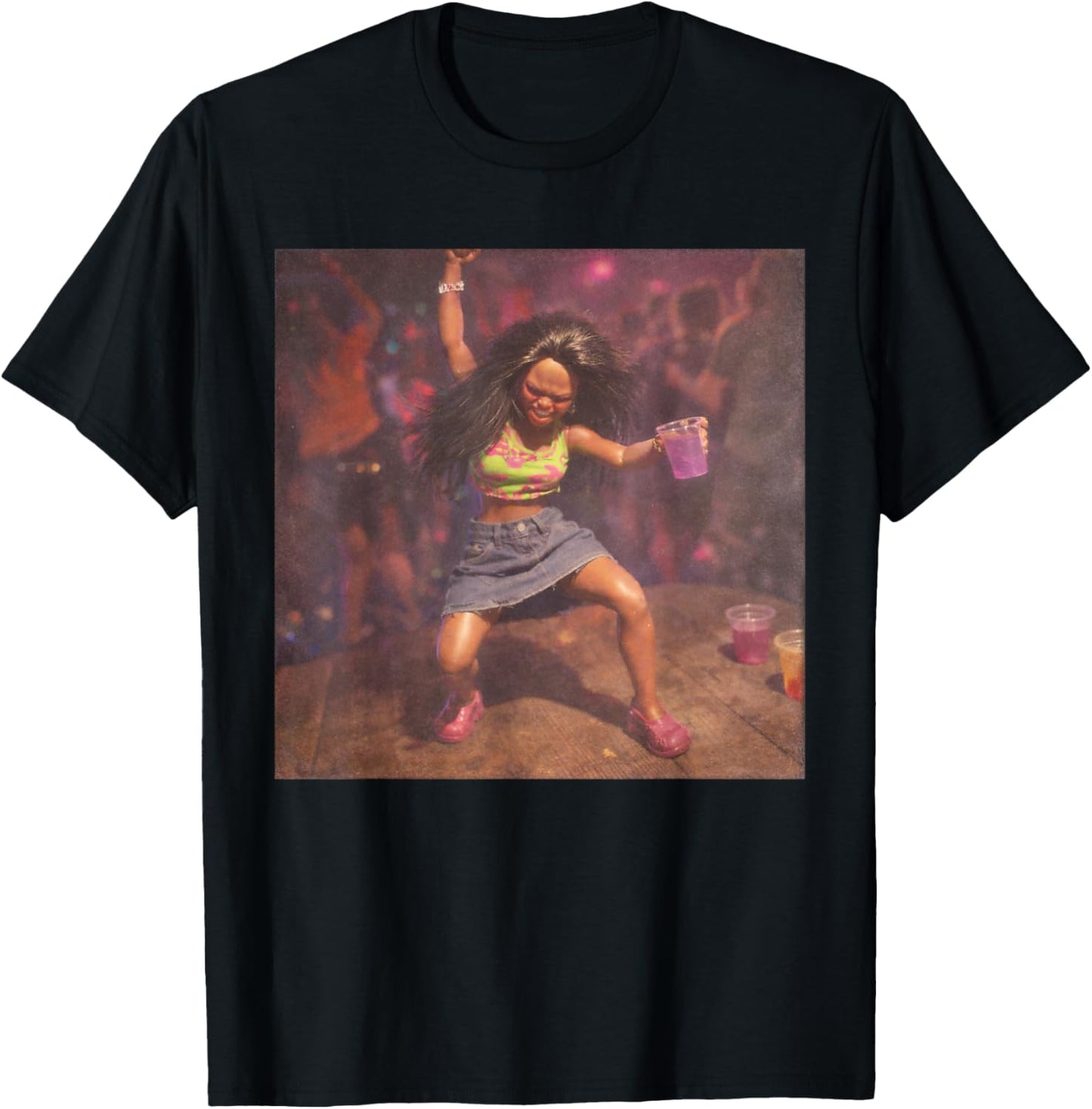 Funny Black Doll Party Meme T-Shirt - T-Shirt | Black