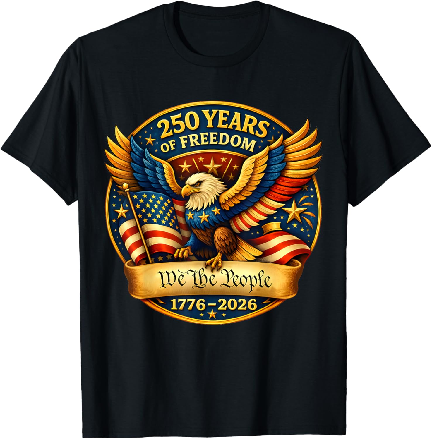 250 Years American 1776 2026 250th USA Birthday 4th of July T-Shirt - T-Shirt | Black