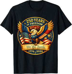 250 Years American 1776 2026 250th USA Birthday 4th of July T-Shirt - T-Shirt | Black