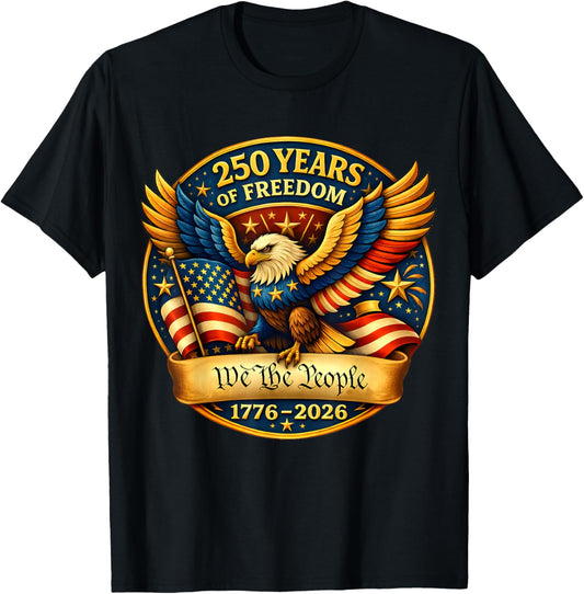 250 Years American 1776 2026 250th USA Birthday 4th of July T-Shirt - T-Shirt | Black