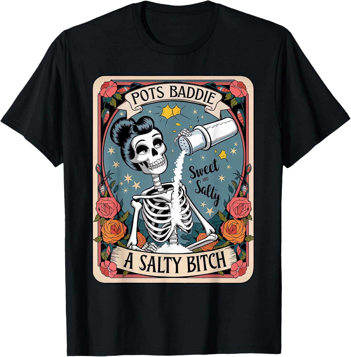 Funny POTS Awareness Tarot Card Skeleton Dysautonomia Humor T-Shirt - T-Shirt | Black